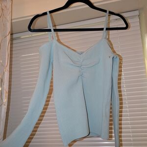 7 For All Mankind, Light Blue Ribbed Women's Top